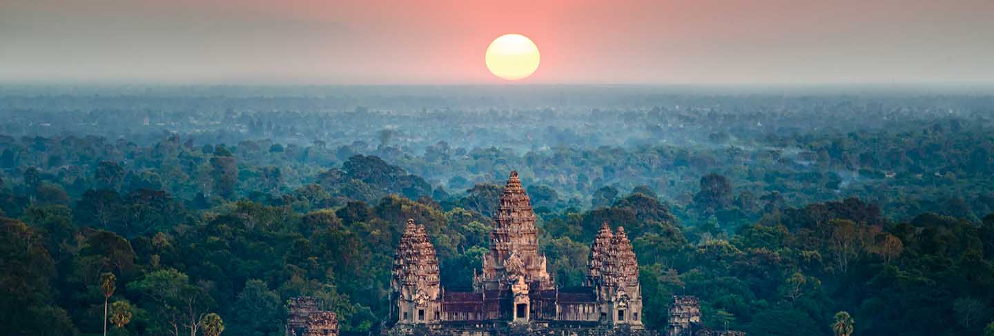 Beautiful aerial view of angkor wat at sunrise-siem reap- cambodia