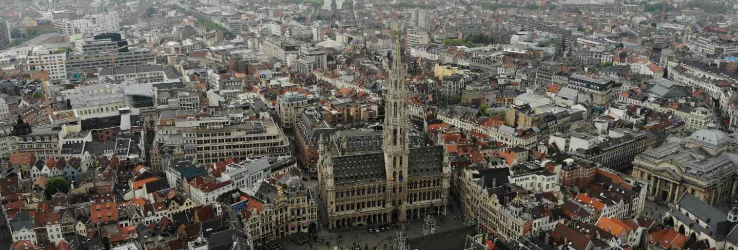 Amazing view from above. the capital of belgium. great brussels. very historical and touristic place. must see. view from drone. main square
