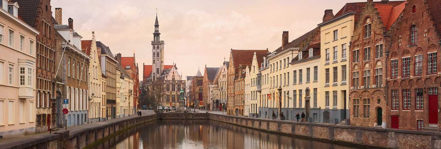Panoramic view of the historic city center of bruges, belgium
