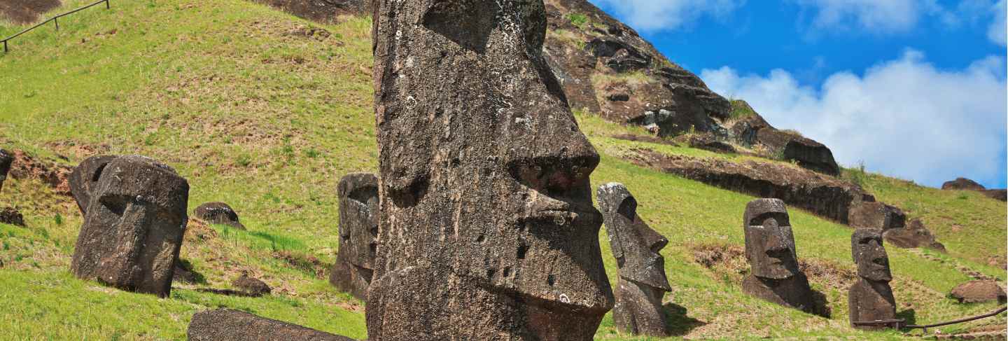 Rapa nui. the statue moai in rano raraku on easter island, chile
