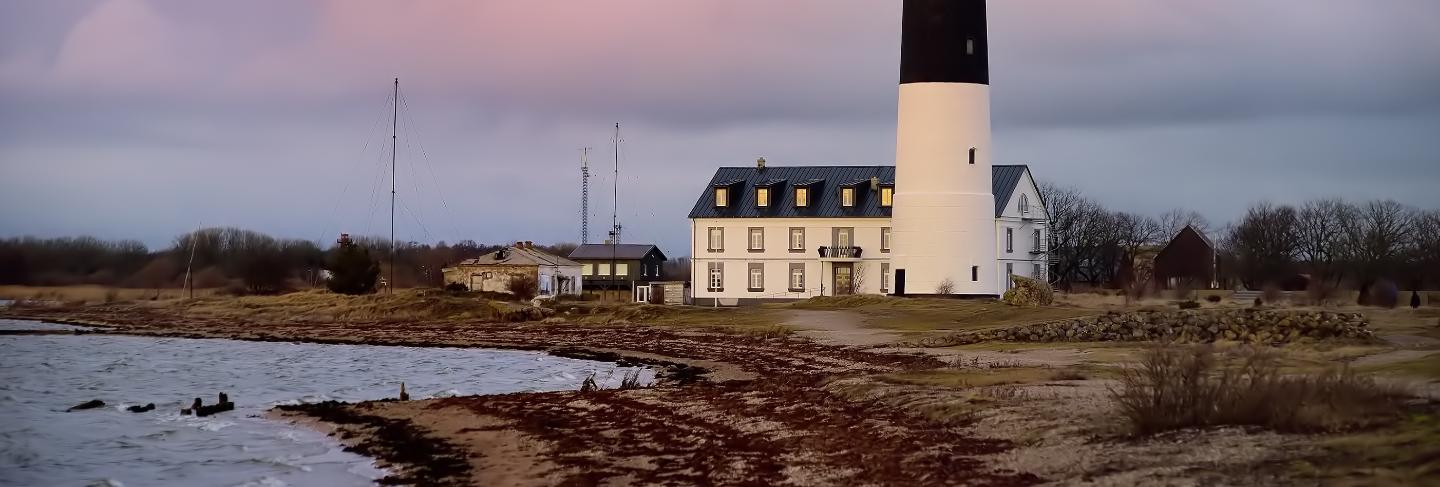 Amazing dusk view of sorve lighthouse on island saaremaa
