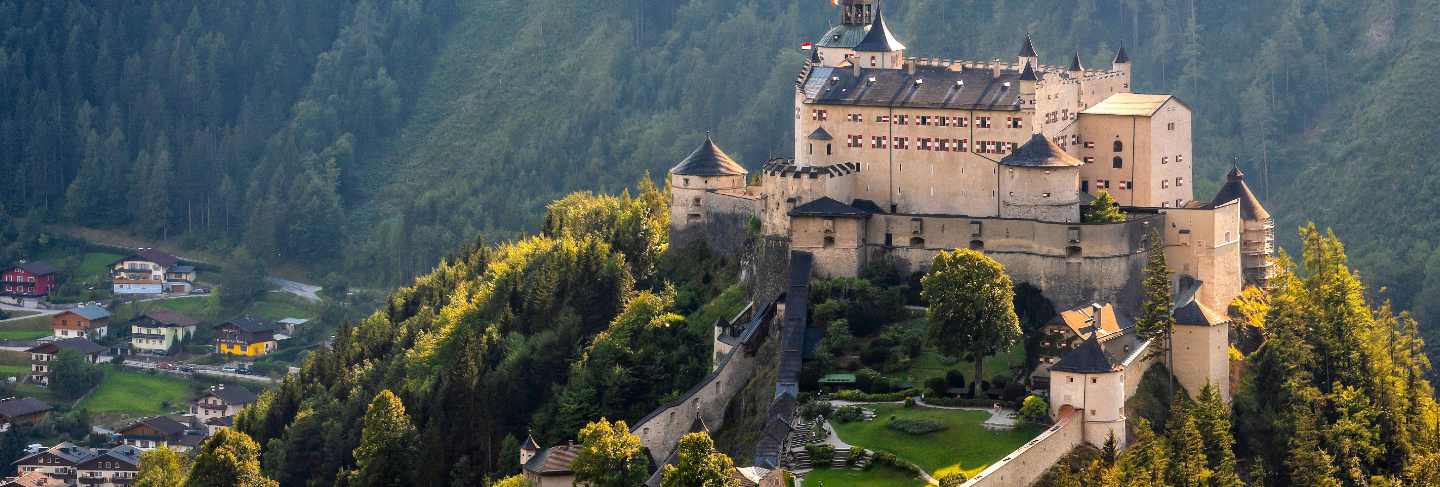 Hohenwerfen castle and fortress above the salzach valley at werfen on austria 
