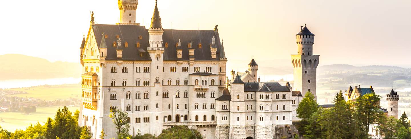 Neuschwanstein castle sunset
