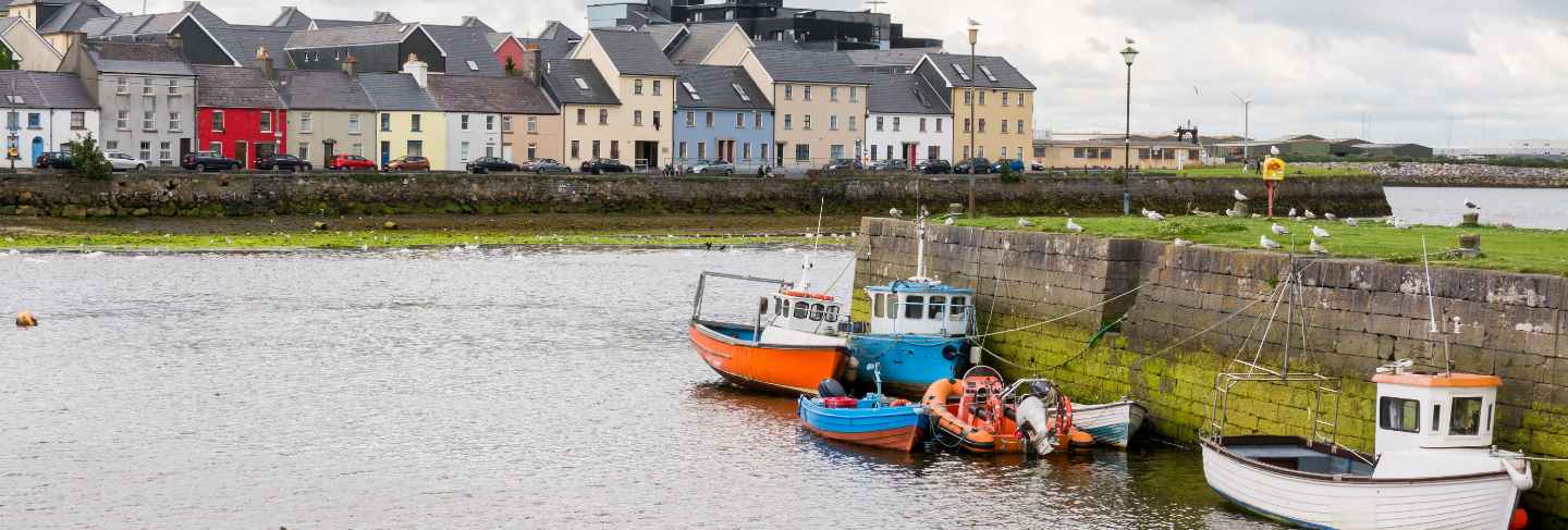 Landascapes of ireland. galway city and corrib river
