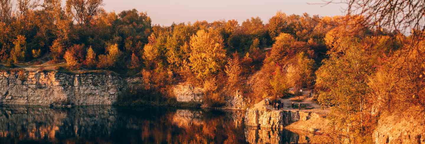 Twardowski rocks park, an old flooded stone mine, in krakow, poland
