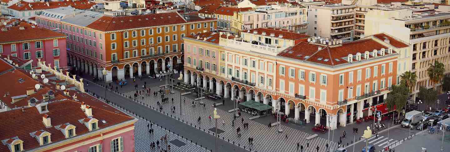 Aerial view of place massena square in nice, france
