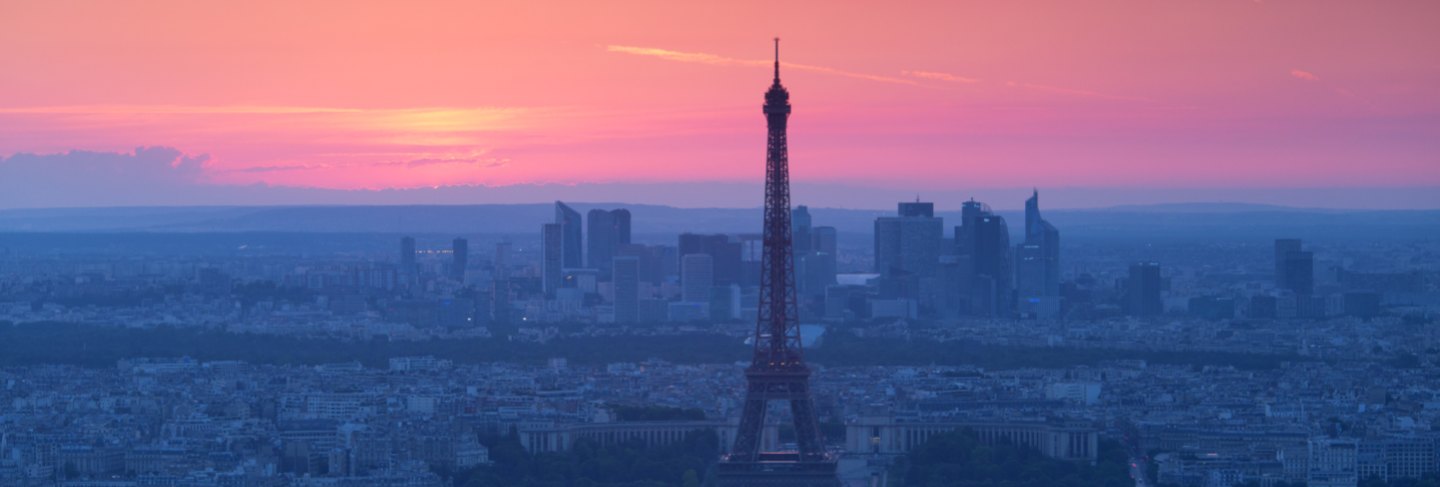 Panorama of paris at sunset
