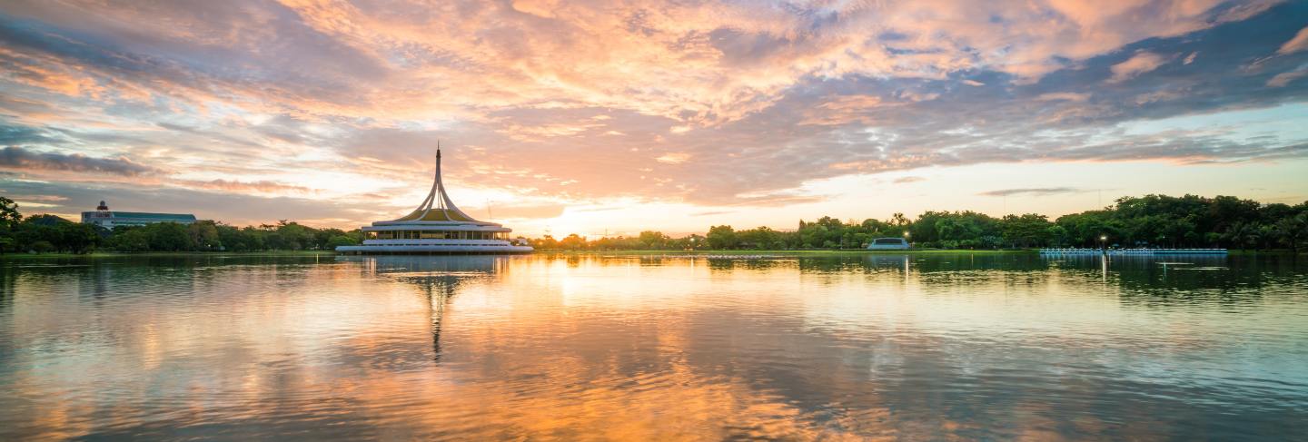 Rama9 public park. beautiful sunrise in rama9 public park in bangkok