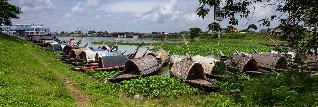 Landscape with boat in bangladesh
