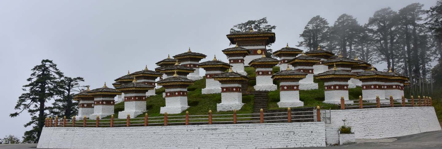 View of the druk wangyal chortens, dochula pass, bhutan
