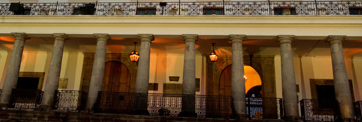 Low angle view of a building, casa de gobierno de ecuador, historic center, quito, ecuador
