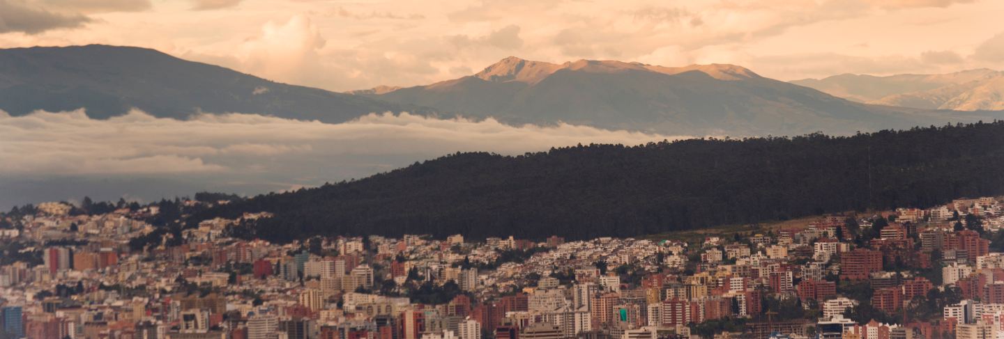 Quito cityscape with a mountain range in the background, ecuador

