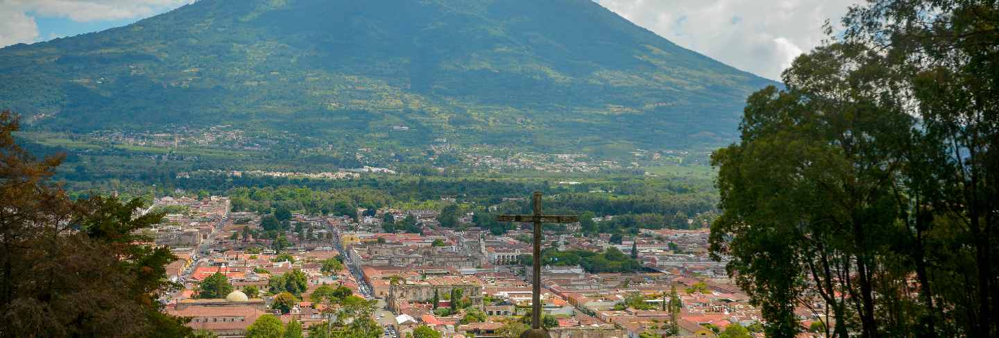 Antigua guatemala view, volcano as background.
