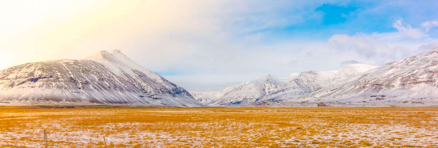 Cold ice snowy mountain panorama