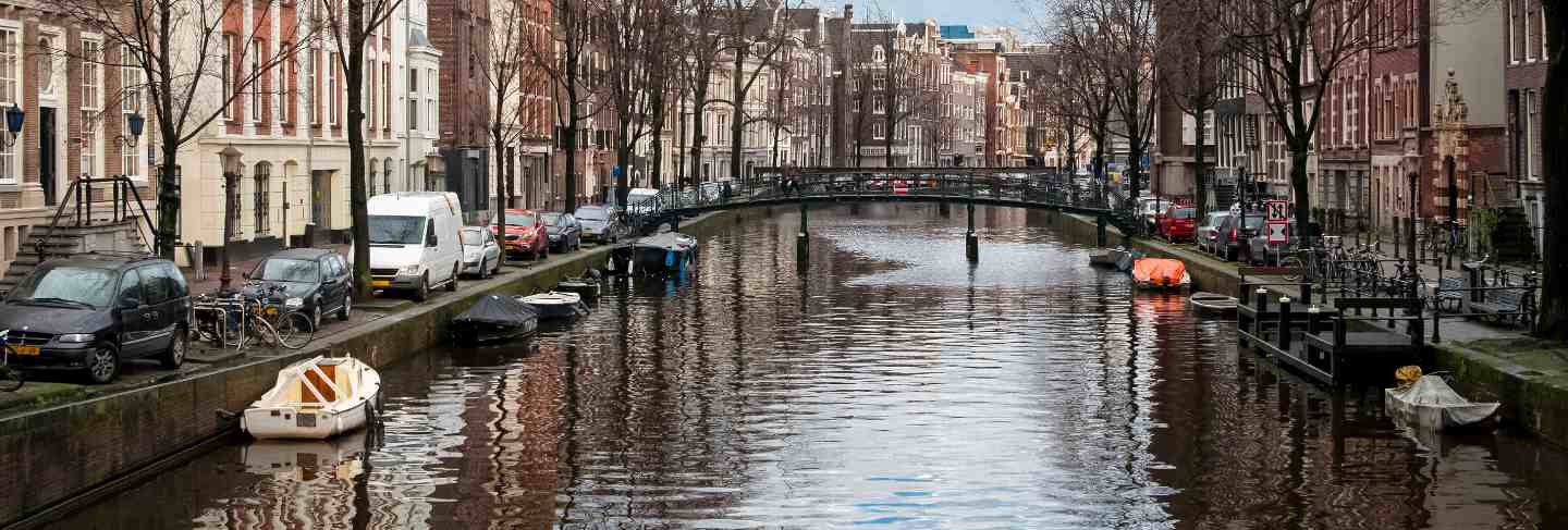 Famous view at canals in amsterdam