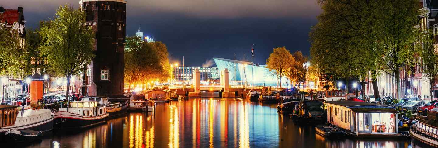 Beautiful night in amsterdam. Illumination