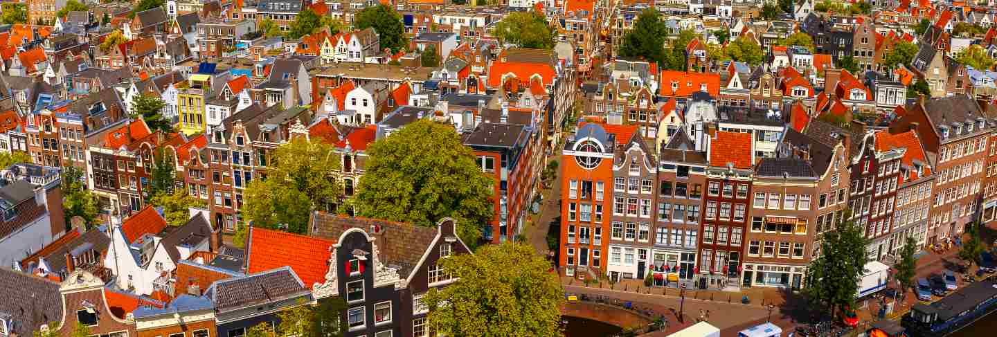 Amsterdam city view from westerkerk, holland, netherlands
