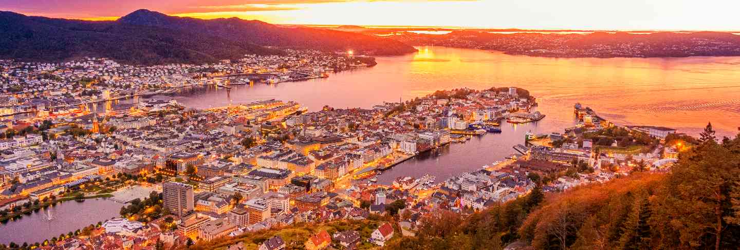 Beautiful view of bergen city at twilight
