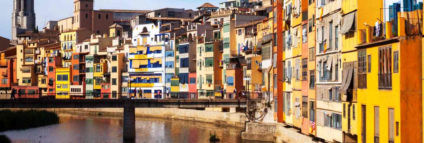 View of river and houses in girona
