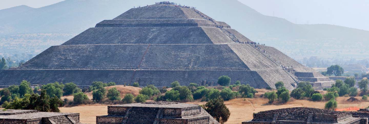 Panorama of teotihuacan pyramids
