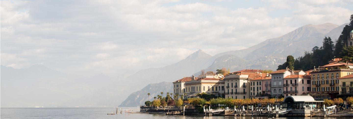 Bellagio skyline italy. como lake. morning.
