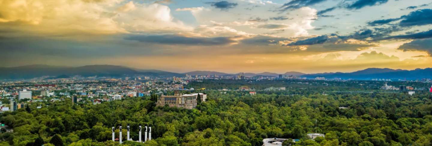 Mexico city - chapultepec panoramic view - sunset 