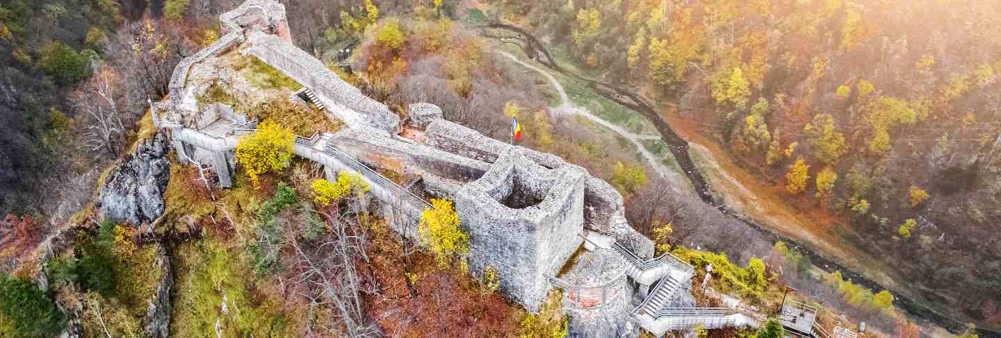 Aerial view of poenari citadel
