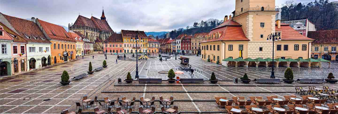 Photo of downtown and streets with the famous black and orthodox churches
