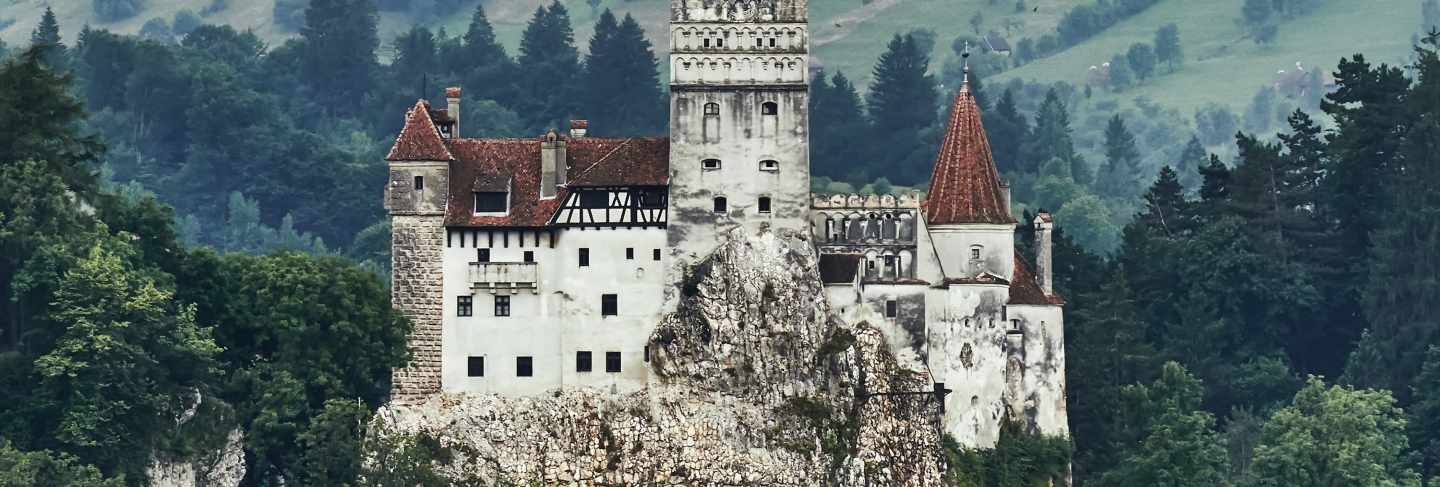 Aerial view of bran castle in romania
