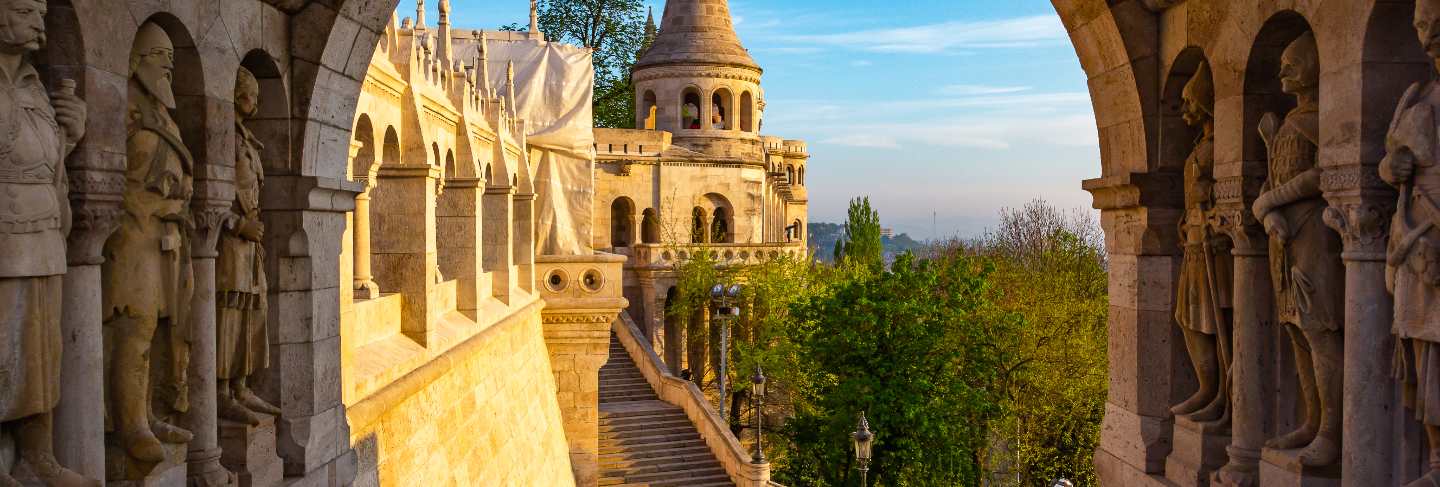 View on the old fisherman bastion in budapest. arch gallery
