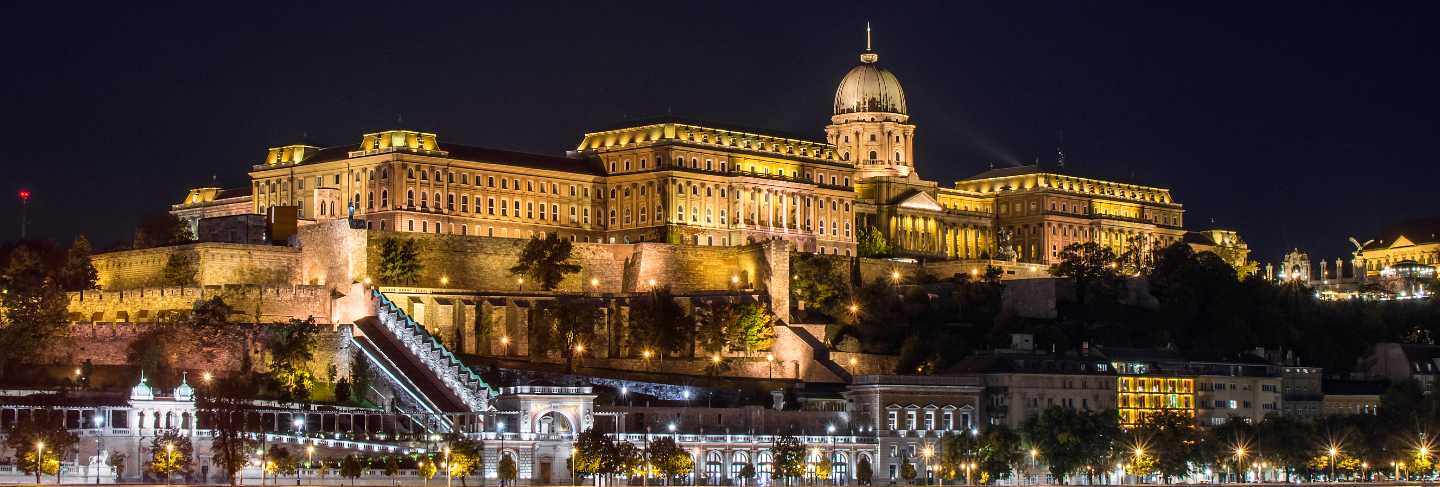 Buda castle seen from the danube river in budapest, hungary
