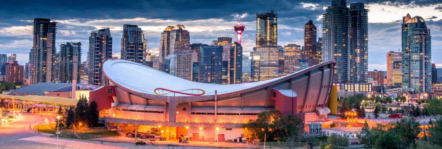 Calgary city skyline at night, alberta, canada
