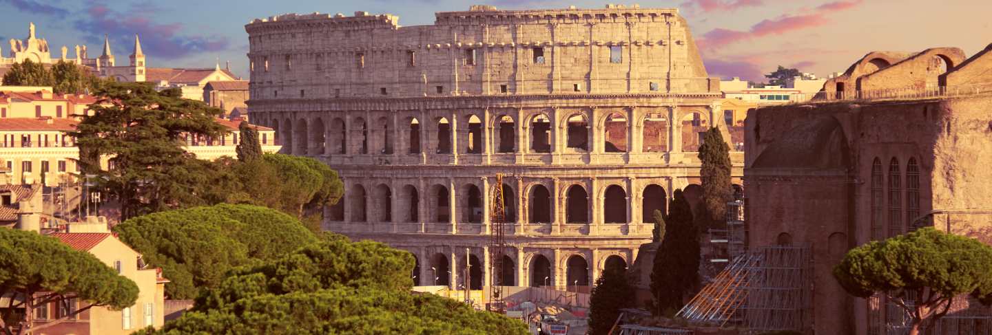 Construction work by colosseum in rome, italy
