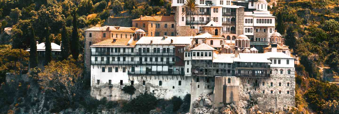 Osiou gregoriou monastery, view from the sea